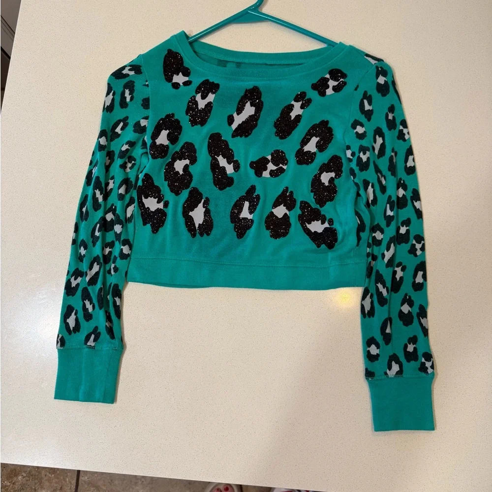 Justice Teal Patterned Sweater Y8